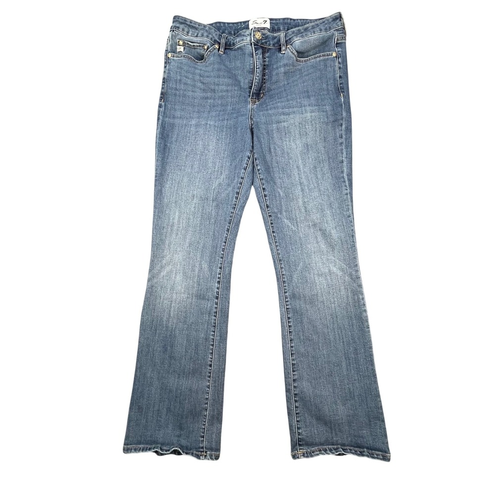 Seven7 Blue High Rise Slim Jeans Women 12 Medium Wash Stretch Denim 1099